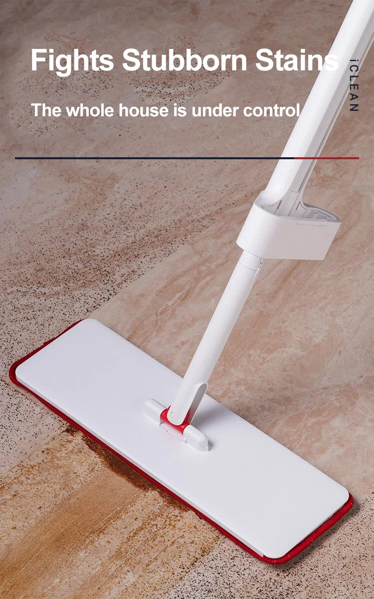 Flat Squeeze Mop and Folding Bucket Free Hand Washing Floor Cleaning Mop Microfiber Mop Pad Cleaning Tools on Hardwood Laminate