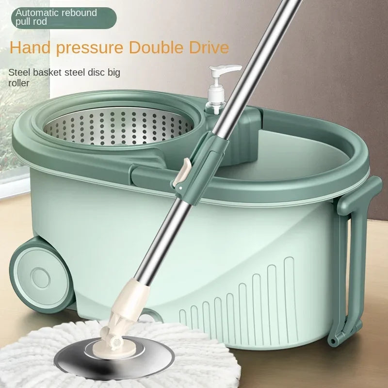 Household spin mop and bucket with wheels, mops floor cleaning