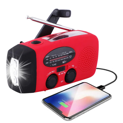 2000 mAh Emergency Radio with LED Lights Radio USB Solar Charging Light Outdoor Travel Portable Rechargeable FM/AM Radio