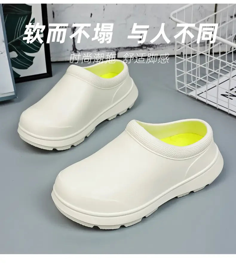 Casual Sneakers Men's Anti Slip Wear Resistant Garden Beach Shoes Lightweight Couples Large Waterproof Nurse Chef Work Shoes