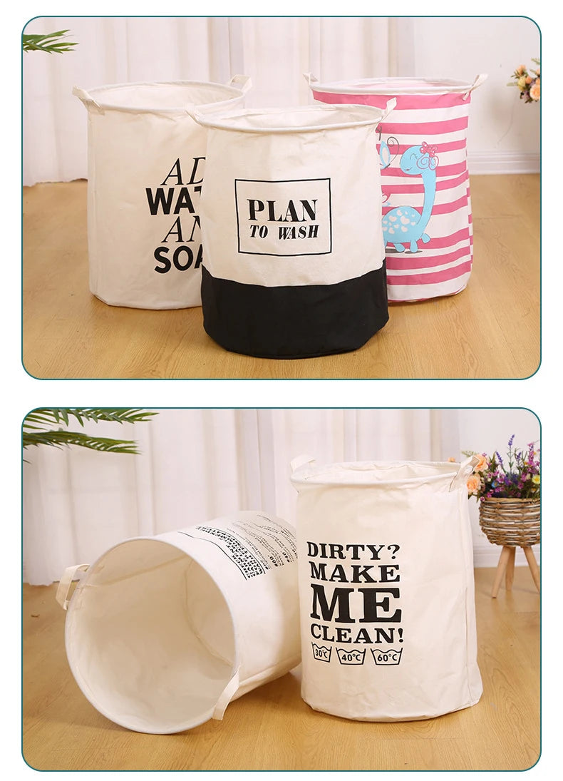 Waterproof Laundry Basket Toy Clothes Storage Basket Basket Cotton Linen Laundry Basket Dirty Clothes Storage