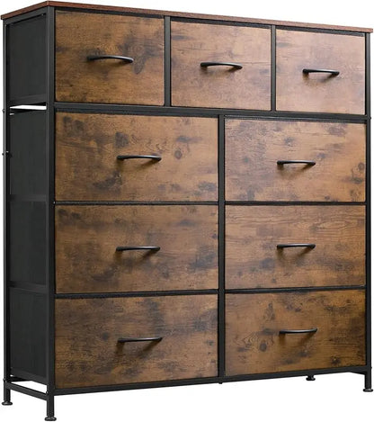 9-Drawer Dresser, Fabric Storage Tower for Bedroom, Hallway, Closet, Tall Chest Organizer Unit for Bedroom with Fabric Bins