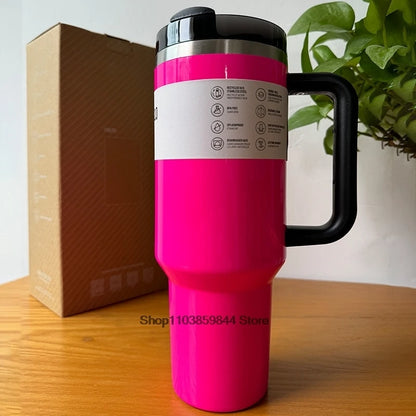 40 oz Tumblers Cup Straw Car Travel Mugs Coffee Tumbler Cups for Stanleys With Handle Insulated Stainless Steel Lid