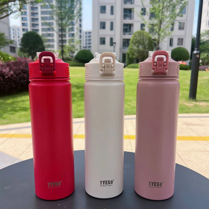 Thermos Bottle with Straw 750ml Stainless Steel Thermal Cup Car Insulated Flask Water Tumbler for Outdoor Sports