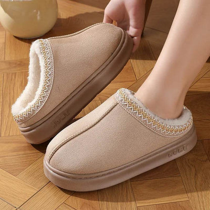 New Fashion Fluffy Platform Slippers for Women 2024 Winter Plush Warm Cotton Shoes Woman Comfort Non Slip Unisex Home Slippers - MarvelouStoree