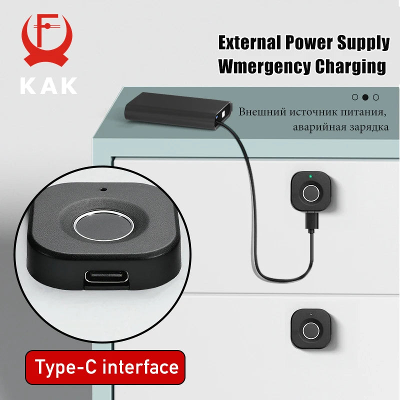 KAK Biometric Fingerprint Lock Black Keyless Cabinet Lock Smart Drawer Locks Anti-theft Door Lock Long Standby Time Door Hardwar