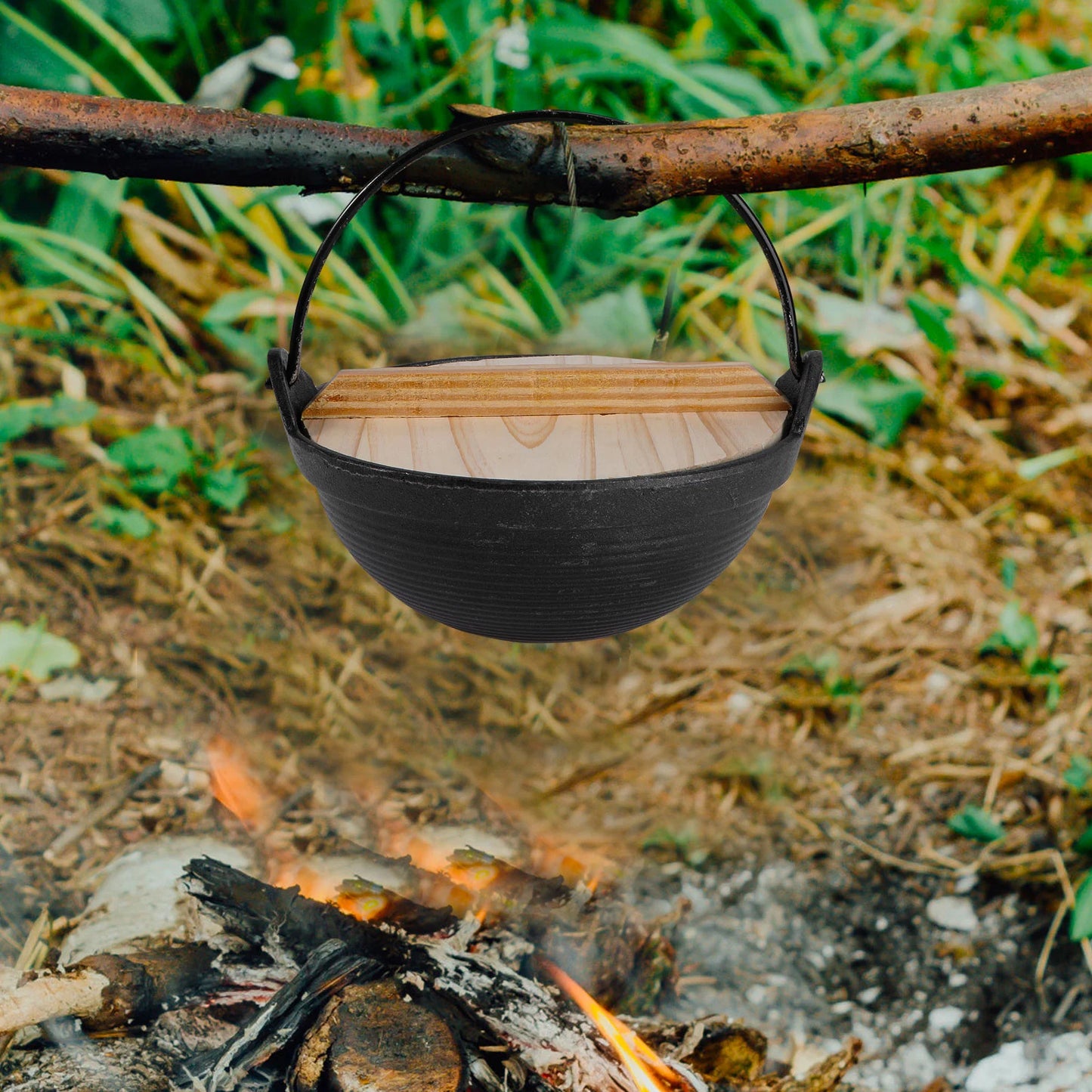 Pot Cooking with Stove Hiking Cookware Griddle Pan Mini Outdoor Saucepan Cast Iron Picnic Wood Tableware Camping