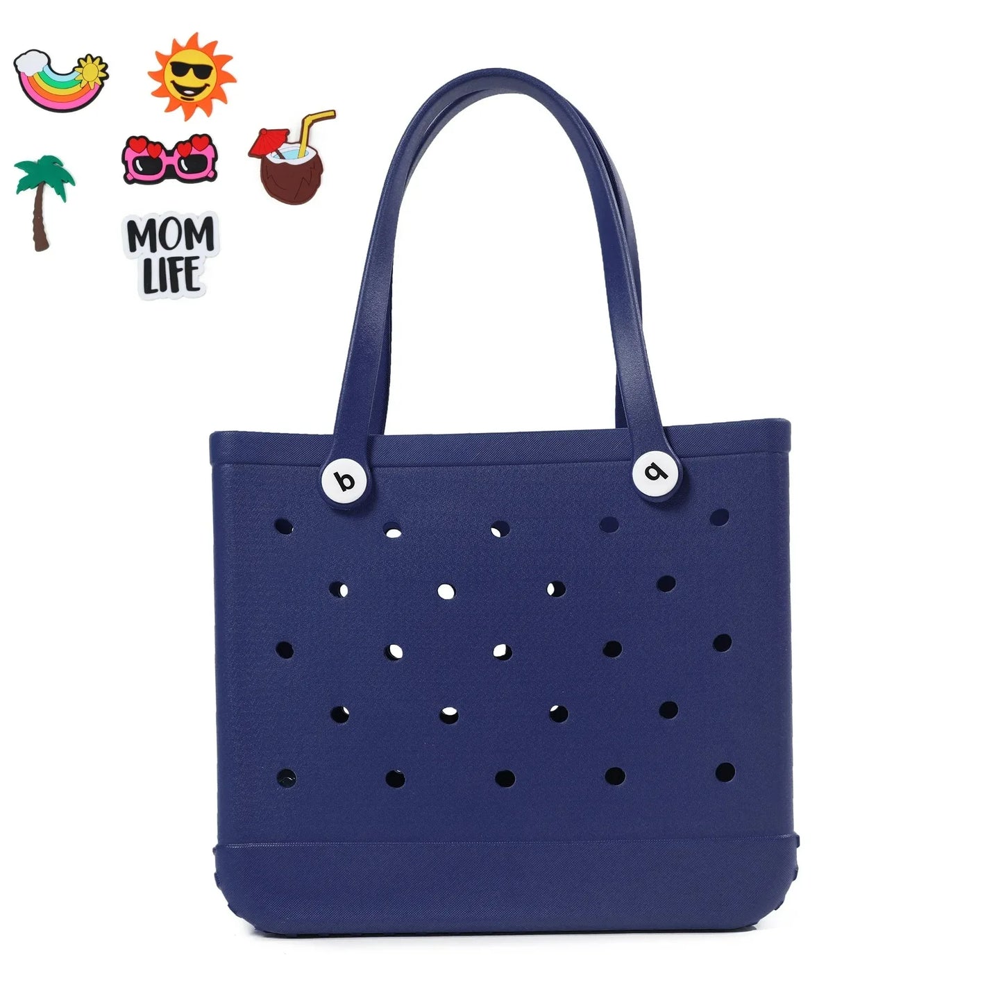 Solid Fashion Hole Durable Waterproof Beach Bag Fashion Rubber Handbag Beach Boat Swimming Sports Shopping Portable Eva Handbag