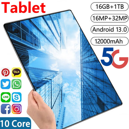 2024 New 11.6 inch Network Android 13.0 Tablet 16GB RAM 1TB ROM 16MP 32MP 10 Core 12000mAh tablet 4 5G Wifi Tablet