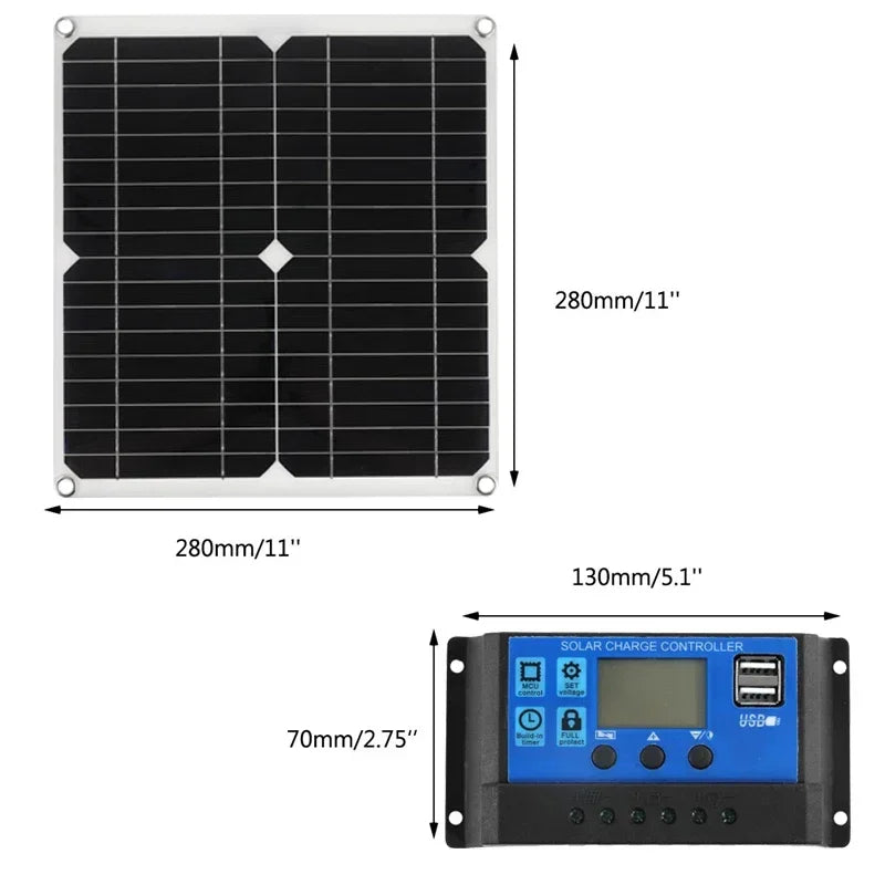 200W Solar Panel Kit With 60A Controller DC 18V Portable Solar Power Charger for Bank Battery Camping Car Boat RV Solar Plate