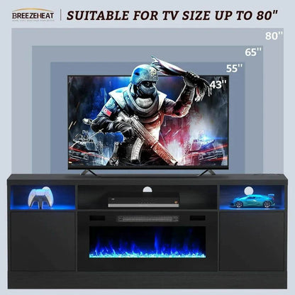 Electric Fireplace TV Stand-Led Entertainment Center TV Stand with Electric Fireplace-Living Room Tv Cabinet - MarvelouStoree