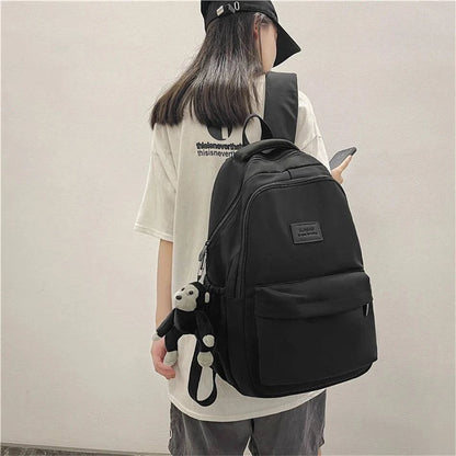 2024 New Solid Color Fashion Lady High Capacity Waterproof College Backpack Trendy Girls Laptop School Bags Girl Travel Book Bag