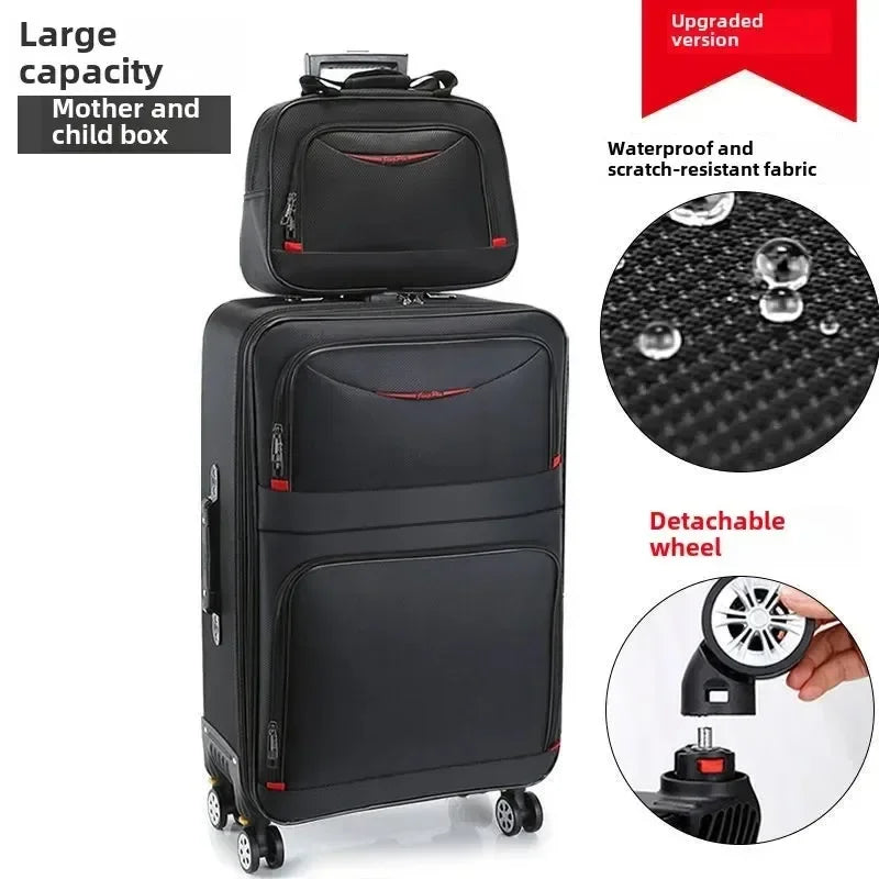 Detachable Wheel Suitcase Waterproof Luggage Carry-on Travel Bag Large Capacity Oxford Rolling Luggage Set Password Trolley Case