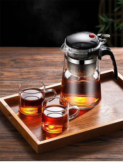 Chinese Style Kung Fu Teapot Heat Resistant Glass Teapot with Tea Water Separation Filter Home Coffee Pot Home Teaware Set