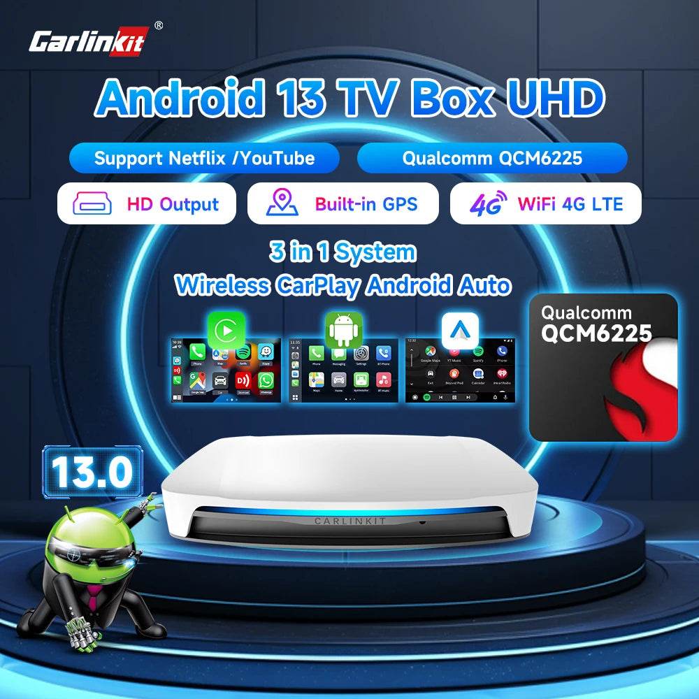 128g Carlinkit Ai Box Android 13 Wireless Carplay HDMI Output Wireless Adapter Android Auto Car Play Qualcomm 6225 Fota Upgrade - MarvelouStoree