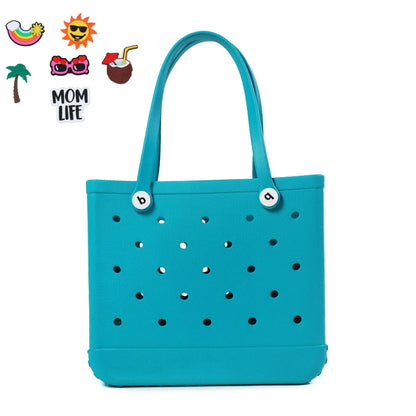 Solid Fashion Hole Durable Waterproof Beach Bag Fashion Rubber Handbag Beach Boat Swimming Sports Shopping Portable Eva Handbag