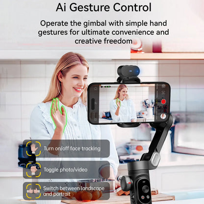 AOCHUAN Smart Xpro AI Tracking Sensor Gimbal (No App) Smartphone Gimbal Stabilizer 3-axis Stabilizer for iPhone&Android Phone