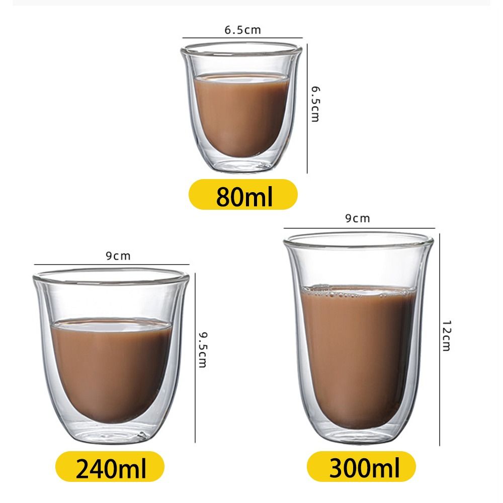 Double Wall Glass Cup Transparent Clear Heat Resistant Tea Drink Cups Mini Whisky Cup Espresso Coffee Cup Bar Drinkware Gift