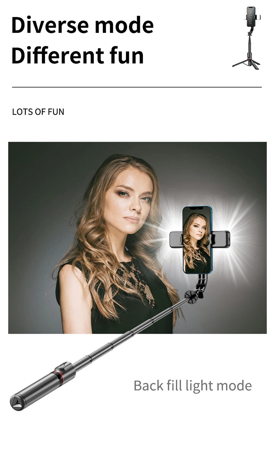 FANGTUOSI Foldable Wireless Bluetooth Selfie Stick Tripod with Bluetooth shutter Fill Light Aluminum Alloy Selfie Stck 2022 New