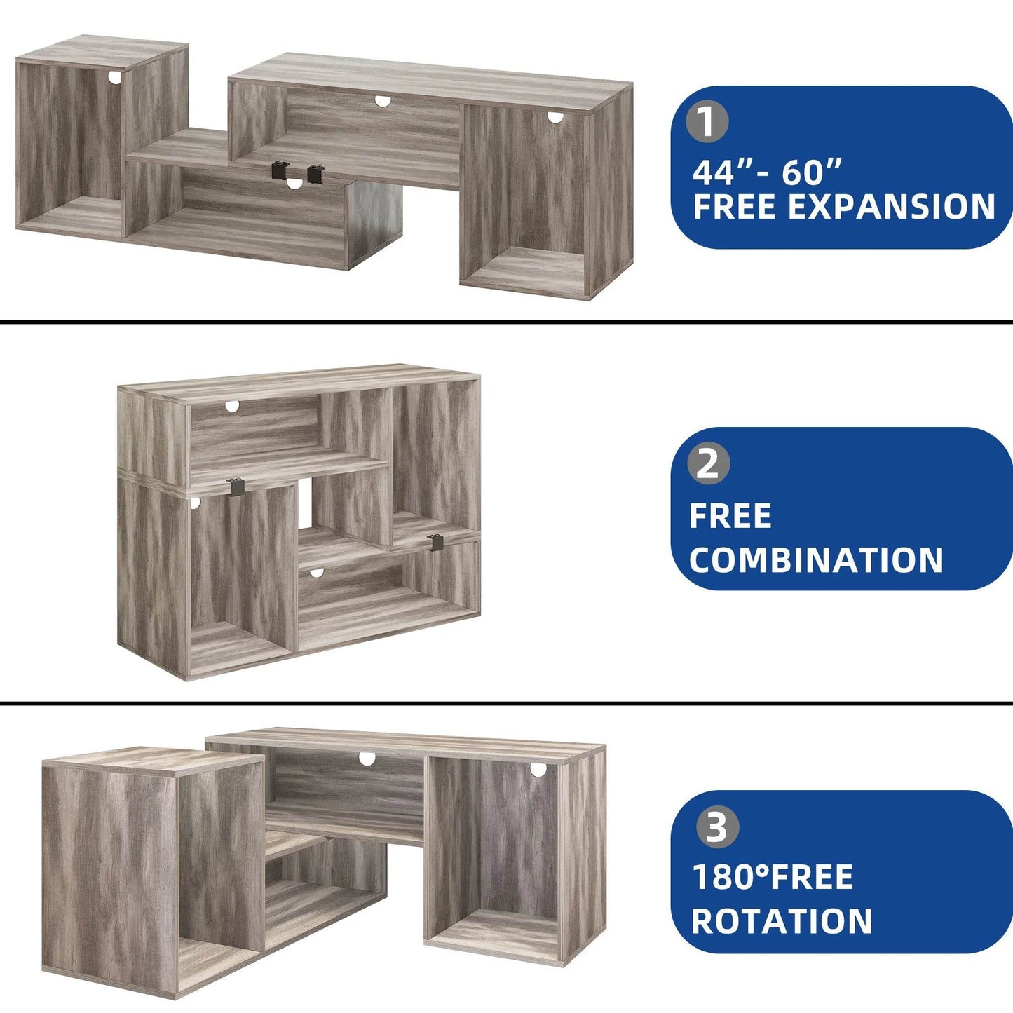 Deformable TV Stand with LED Lights for 65/70/75 inch TVs Entertainment Center - MarvelouStoree