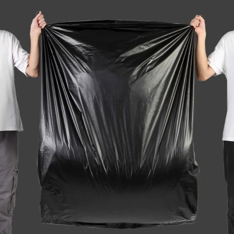 50PCS/1Roll Large Garbage Bags 50L/100L Black Hotel Property Super Large Plastic Bag Flat Mouth Thickening Trash Bags