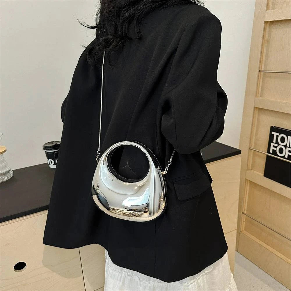 MOODS Evening Clutch Bags For Women 2024 Luxury Designer Purses And Handbags Golden Wedding Dinner Party Round Handle Wrist Bag