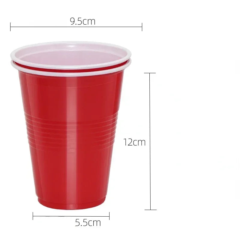 50PCS 16OZ Plastic Party Cups in Red Blue for Drinks, Soda, Punch, Barbecue, Cola or Water Disposable