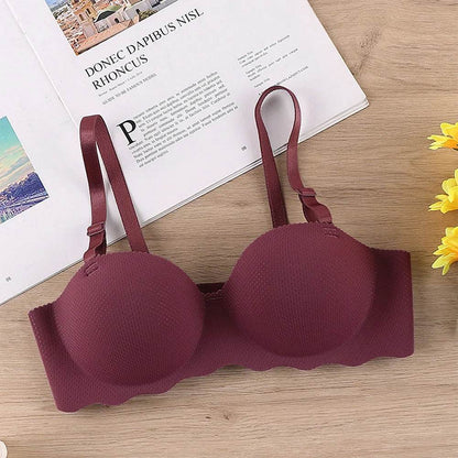 Female Gather Removable Shoulder Strap Solid Color Wireless Lingerie One-pieces Sexy Bras Push Up Seamless Underwear for Women - MarvelouStoree