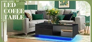 LED TV Stand for 65 inch TV Grey Black TV Stand with Led Lights Modern TV Entertainment Center with Glass Shelves TV