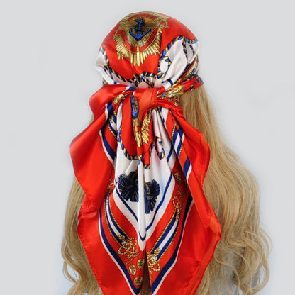 new 90*90cm fashion Silk Scarf Scarftop Headwraps Women Vintage Four Seasons Hair Scarve Hijab Foulard Bandana Femme Headscarf