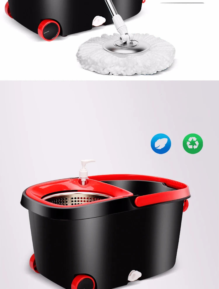 Rotating Mop and Bucket Thickened Bucket Body Stainless Steel Basket With Roller Can Be Gragged Household Things for the home