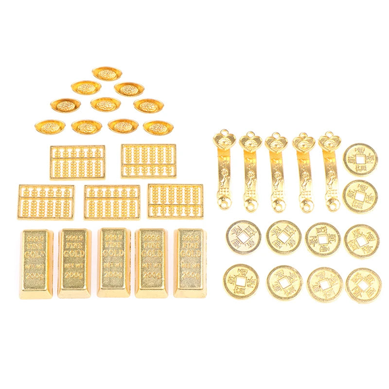 3/5/12pcs Feng Shui Auspicious Lucky Money Mascot Plastic/crystal Crafts Gold Ingot Decoration Crafts