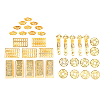 3/5/12pcs Feng Shui Auspicious Lucky Money Mascot Plastic/crystal Crafts Gold Ingot Decoration Crafts