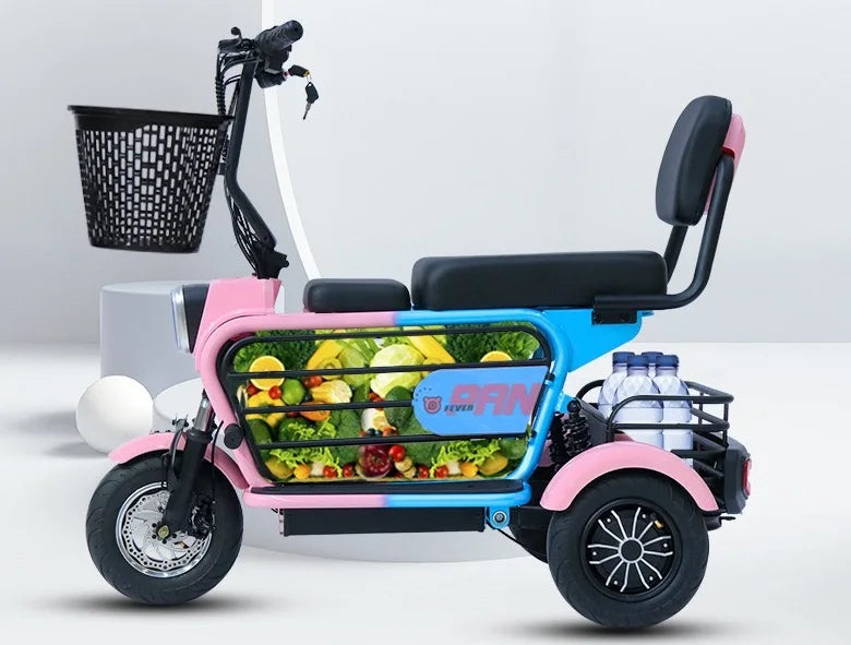 chinese long range yongkang 2 seat mobility  3 wheels electric scooter tricycle with seat for adults