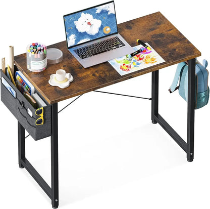 Laptop Desk Study Desk, 32 Inch Small Desk, Writing Desk with Storage,Work Table with Headphone Hook for Small Space Home Office