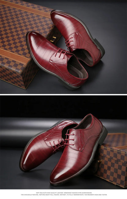 Men's Business Leather Shoes British Brown Pointed Lace Business Casual Leather Shoes Men Men Dress Shoes Wedding Shoes