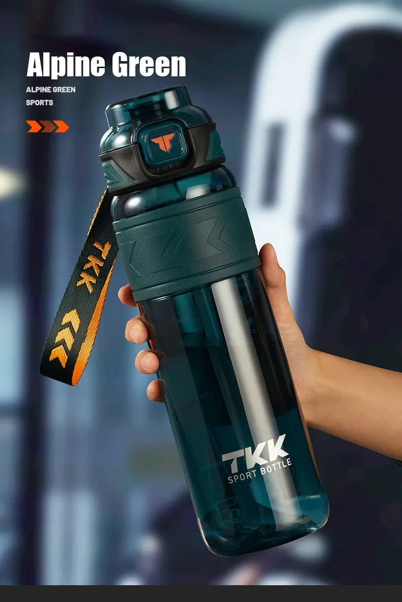 TKK 600/800/1000ml Sports Watter Bottle Tritan BPA-free Straw Portable Leak-proof Plastic Drinkware Outdoor Fitness Kettle