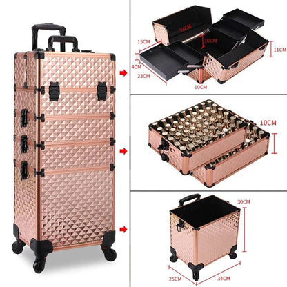 Multi-functional New Trolley cosmetic bag,rolling luggage Makeup Toolbox case Cosmetic Bags on Wheel,Nail tattoo trolley box bag - MarvelouStore