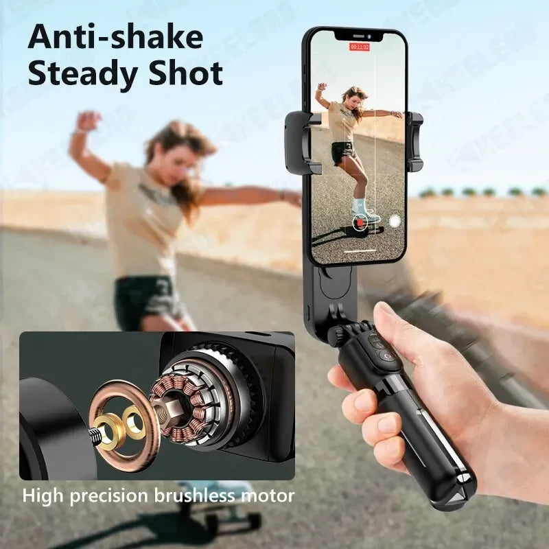 Gimbal Stabilizer with Fill Light Selfie Tripod Wireless Anti-shake Bluetooth Stabilizer for Smartphone Xiaomi IPhone 16 Pro Max