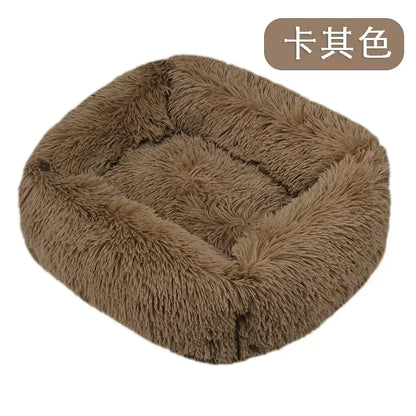 Long Plush Dog Bed Warm Plush Cat House Big Size Square Soft Dog Beds For Large Dogs Puppy Bed House Nest Cushion Pet Product