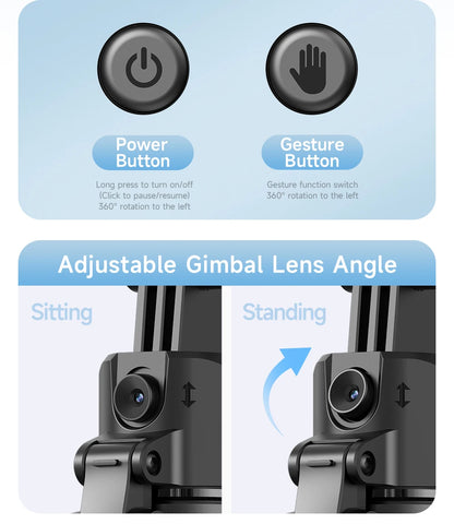 5 in 1 Selfie Stick Gimbal Stabilizer For Smartphone With Bluetooth Remote Intelligent AI Follow-Up Anti Shake Pan Tilt Tripod