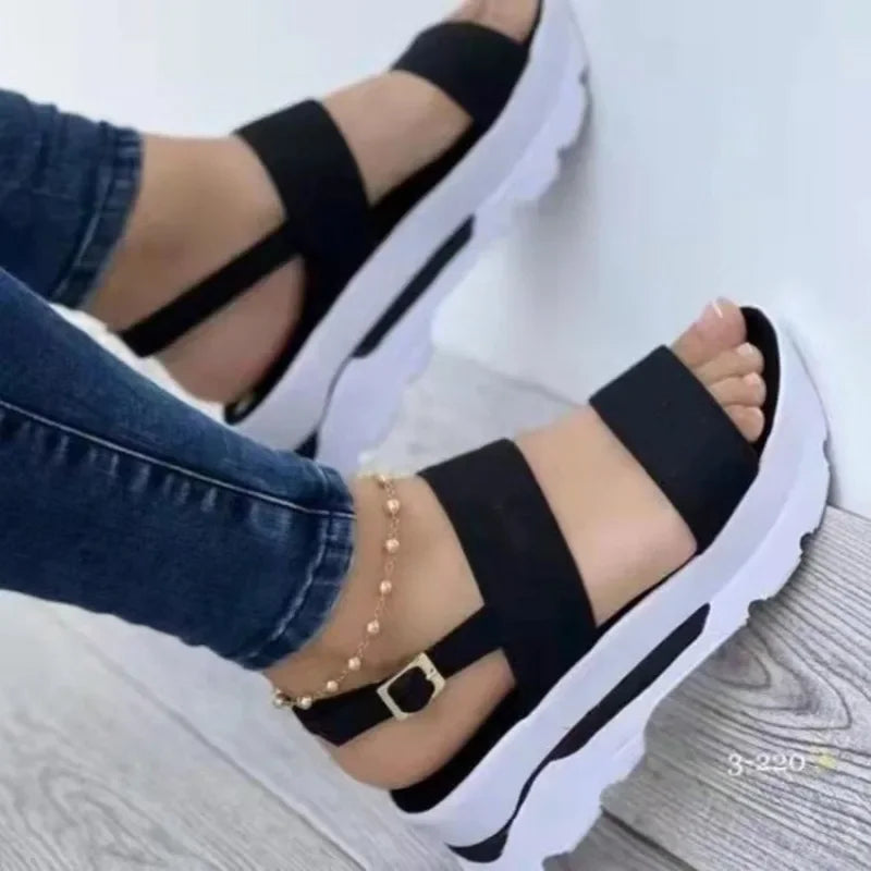 2024 Women Summer Platform Sandals Buckle Strap Open Toe Thick Bottom Punk Ladies Casual Flats Beach Shoes Sandalias De Mujer