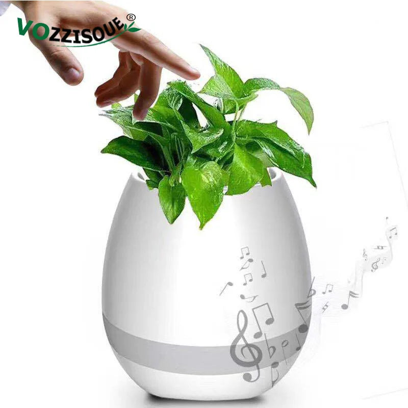 Smart Plant Pots with Bluetooth Speakers, Music Flowerpot, Plastic Pot, Finger Touch, LED Night Light, Home Design, Desk Decorat