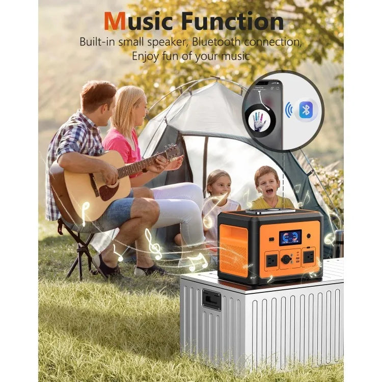 Portable Power Station 600W (Peak 1800W), Fast Charging with AC Outlets Power Bank, UPS Function, Portable Solar Generator