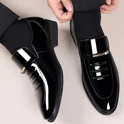 Patent Leather Shoes for Men Business Shoes Casual Point Toe Slip on Loafers for Men Luxury Party Wedding Plus Size Shoes