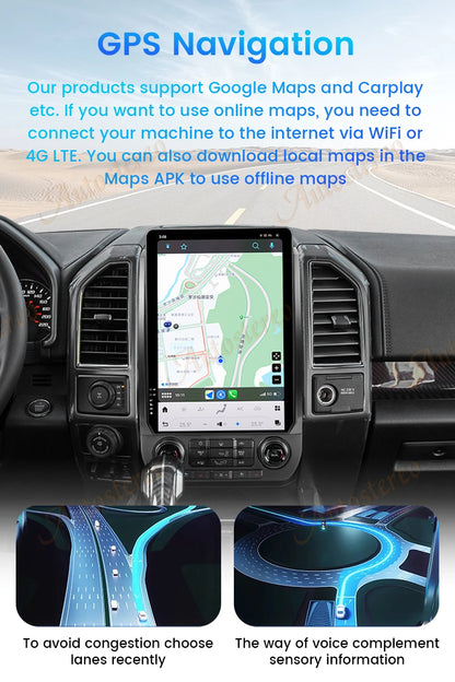 14.4 Inch Android 8+128GB For Ford F150 F250 2015-2021 Tesla Style Car GPS Navigation Multimedia Player Radio Tape Headunit HD