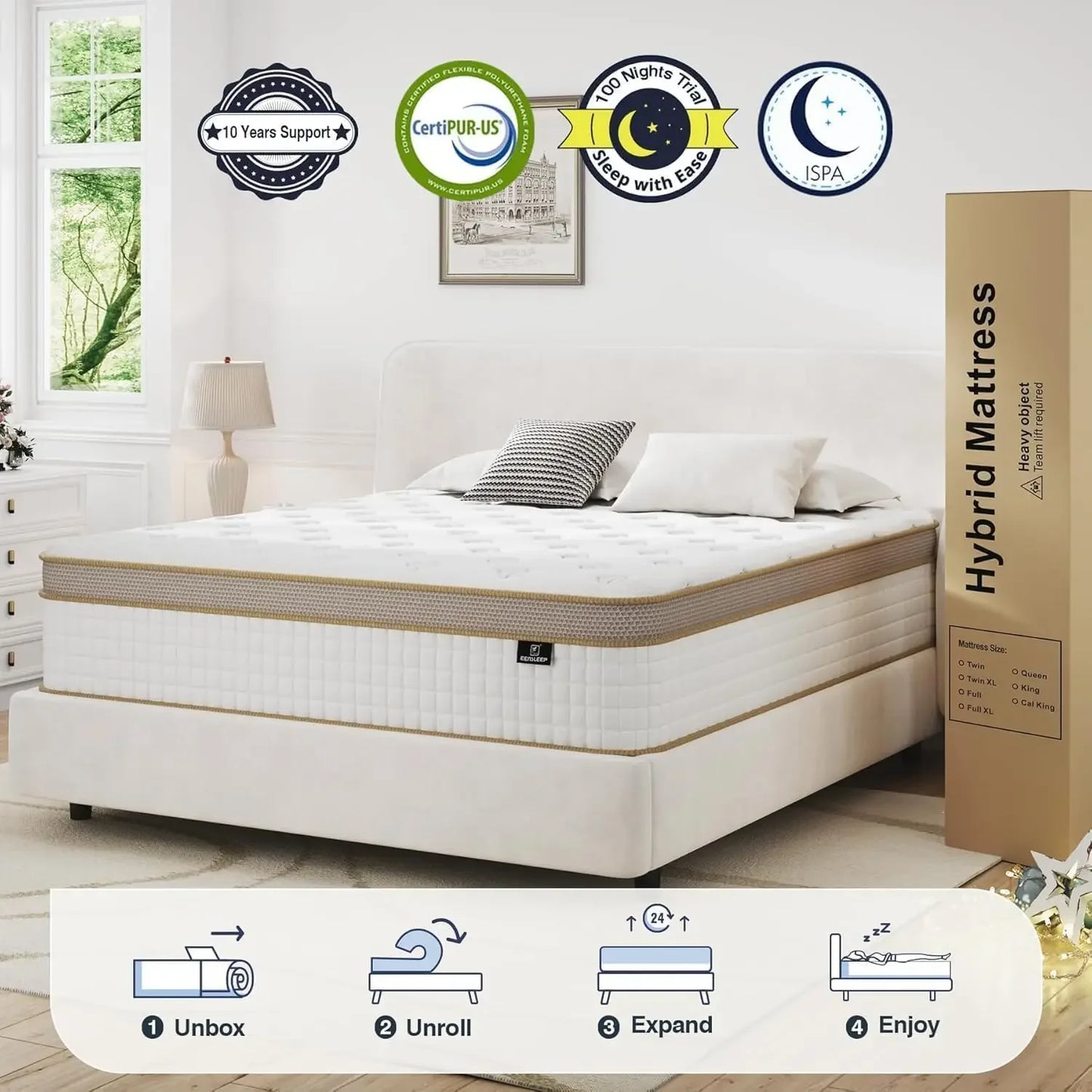 Queen Size Mattress Strengthen Firm 14 Inch Hybrid Queen Mattress Mattress Queen Size With High Density Memory Foam