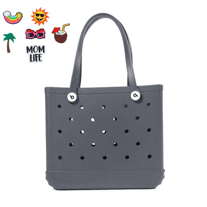 Solid Fashion Hole Durable Waterproof Beach Bag Fashion Rubber Handbag Beach Boat Swimming Sports Shopping Portable Eva Handbag