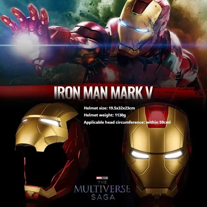 2024 New 1:1 Collection Iron Man Mk5 Helmet Black Gold Black Silver Touch Luminous Cool Handsome Helmet Halloween Birthday Gift