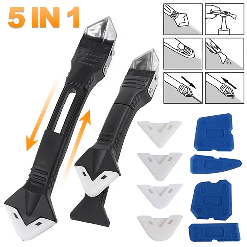 Silicone Scraper Sealant Smooth Remover Tool Set 9 In 1 Floor Caulk Finisher Grout Kit Glass Glue Angle Scraper Set Accessoriess